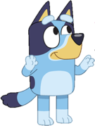 Artwork of Bluey playing a game of Keepy-Uppy