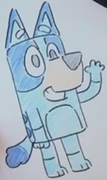 Bluey's learn to draw drawing, as drawn by a storyboard artist at Ludo Studio.